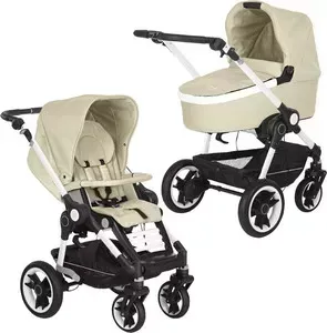Коляска 2 в 1 Teutonia 2 в 1 BeYou V4 Elite Pearl 6050 Seashell бежевый эко-кожа с ручным тормозом