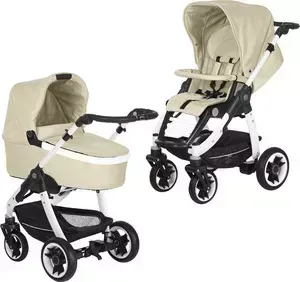 Коляска 2 в 1 Teutonia 2 в 1 Cosmo V4 Pearl 6050 Seashell бежевый эко-кожа с ручным тормозом