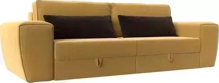 Диван Лига Диванов Прямой Лига-008 микровельвет желтый/коричневый 118600 диван