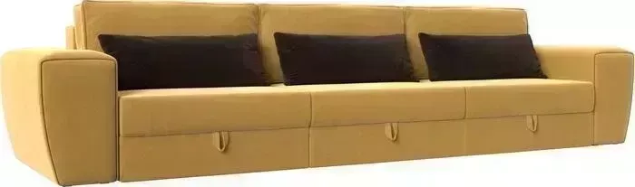 Диван Лига Диванов Прямой Лига-008 Long микровельвет желтый/коричневый 119040 диван