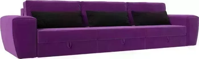 Диван Лига Диванов Прямой Лига-008 Long микровельвет фиолетовый/черный 119069 диван