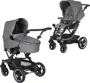 Коляска 2 в 1 Teutonia 2 в 1 Mistral S V4 Graphite 6055 Slate серый эко-кожа с ручным тормозом
