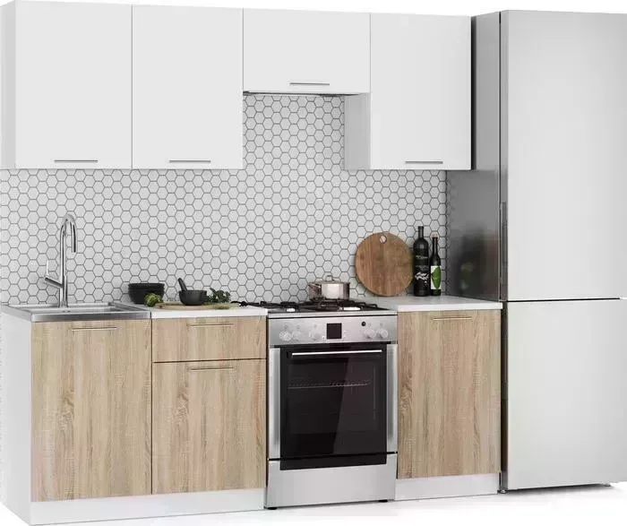 Кухонный гарнитур Mebel Ars Адель 2,1 м (дуб сонома/белый) Кухня м