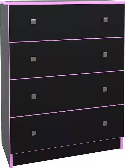 Комод МДК Black 4 ящика розовый (BL - КМ2Р)