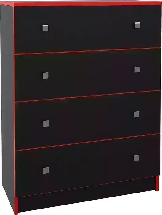Комод МДК Black 4 ящика красный (BL - КМ2К)