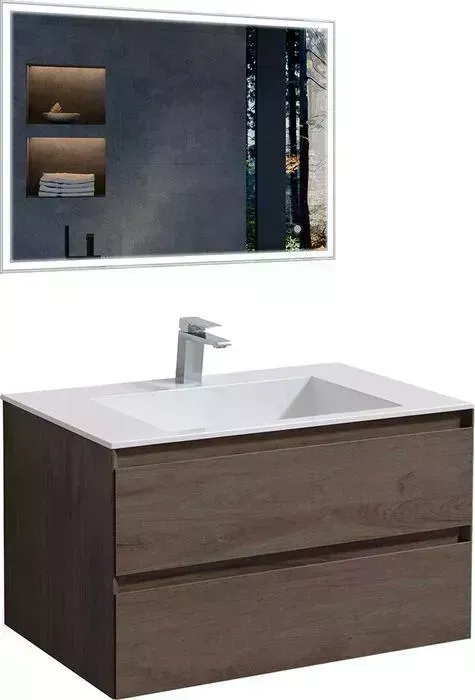 Мебель для ванной Vincea Luka 80х48 R.Oak, белая раковина