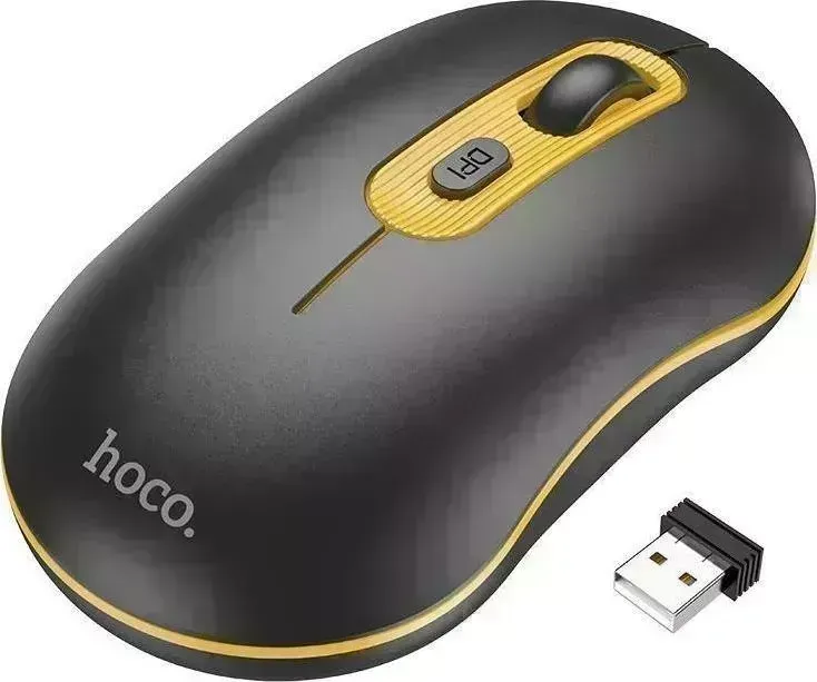 Мышь компьютерная HOCO (6931474790941) GM21 черный/желтый