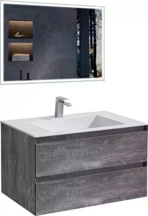 Мебель для ванной Vincea Luka 80х48 G.Stone, белая раковина