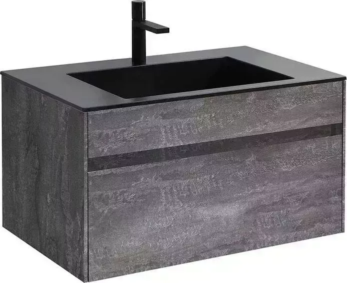 Тумба с раковиной Vincea с Chiara 80х48 G.Stone, черная раковина (VMC-2C800GS, VCB-13800B)