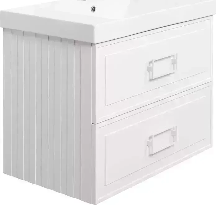 Тумба с раковиной La Fenice с Cubo Bianco Twin 80х47 белая (FNC-01-CUB-B-80-2, CU.NN.80)