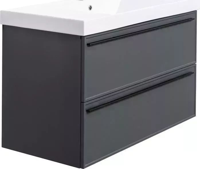 Тумба с раковиной La Fenice с Elba Grigio Twin 100х47 серая (FNC-01-ELB-G-100-2, CU.NN.100)