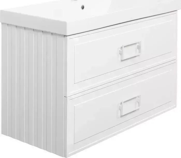 Тумба с раковиной La Fenice с Cubo Bianco Twin 100х47 белая (FNC-01-CUB-B-100-2, CU.NN.100)