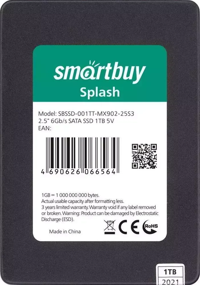 Накопитель SSD SMARTBUY (SBSSD-001TT-MX902-25S3) 2,5" splash 1tb tlc sata3