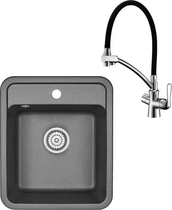 Мойка кухонная и смеситель Granula и ST-4202 черная, Lemark Comfort LM3070C
