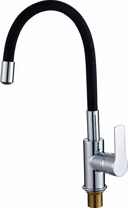 Смеситель для кухни Rush Siple с гибким изливом, хром/черный (SI7335-60Black)