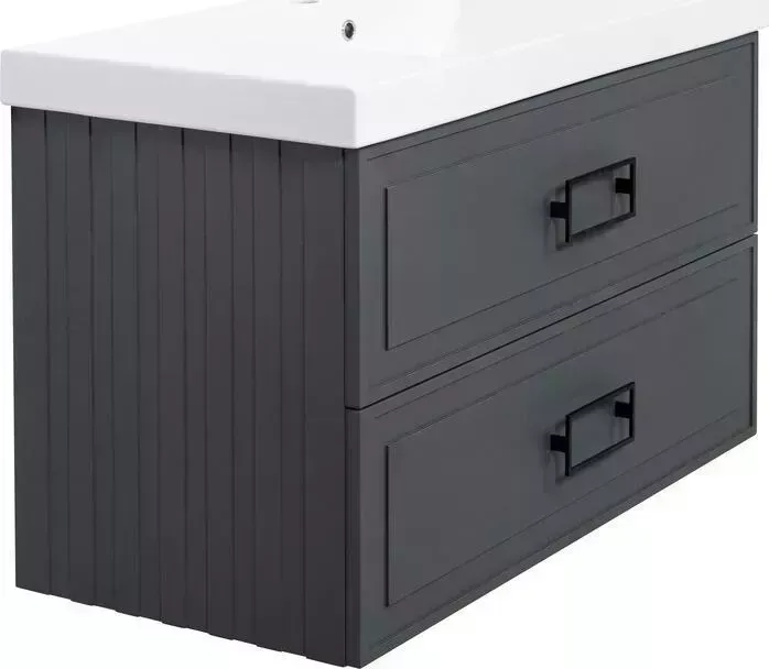 Тумба с раковиной La Fenice с Cubo Grigio Twin 100х47 серая (FNC-01-CUB-G-100-2, CU.NN.100)