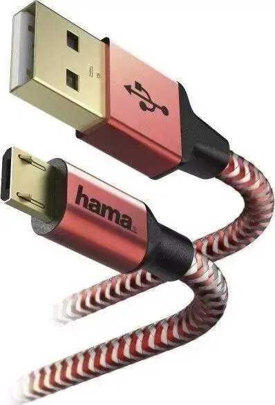 Кабель HAMA 00178288 micro USB B (m) USB A(m) 1.5м красный