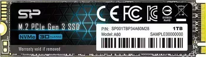 SSD накопитель Silicon Power 1TB P34A60, M.2 2280, PCI-E 3x4 [R/W - 2200/1600 MB/s]