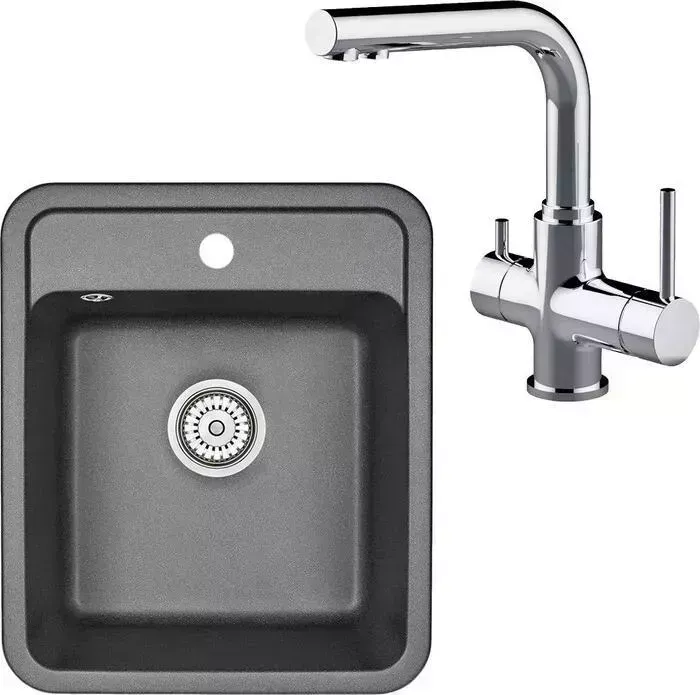 Мойка кухонная и смеситель Granula и ST-4202 черная, Lemark Comfort LM3061C