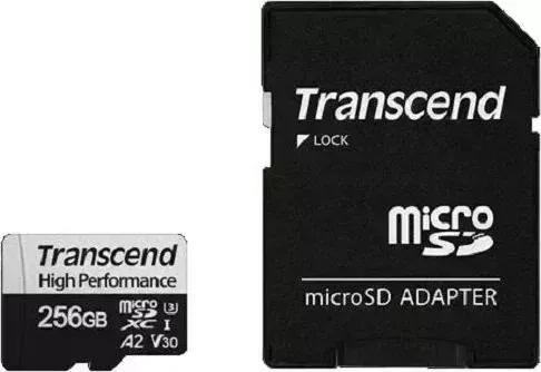 Карта памяти Transcend 256GB microSDXC Class 10 UHS-I U3 V30 A2 R100, W85MB/s with SD adapter (TS256GUSD330S) 10 U3 A2 SD