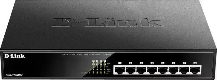 Коммутатор D-Link DGS-1008MP/B1A 8G 8PoE 125W неуправляемый
