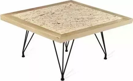 Стол журнальный SHEFFILTON SHT-TU29/H36/70/70 ДУБ/OSB прозрачный лак/черный муар металл/дерево 191160 Столик