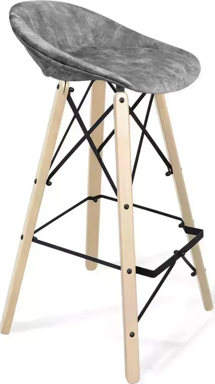 Стул барный SHEFFILTON SHT-ST19-SF1/S80 дымный/прозрачный лак/черный микровёлюр/дерево 183195 Cтул