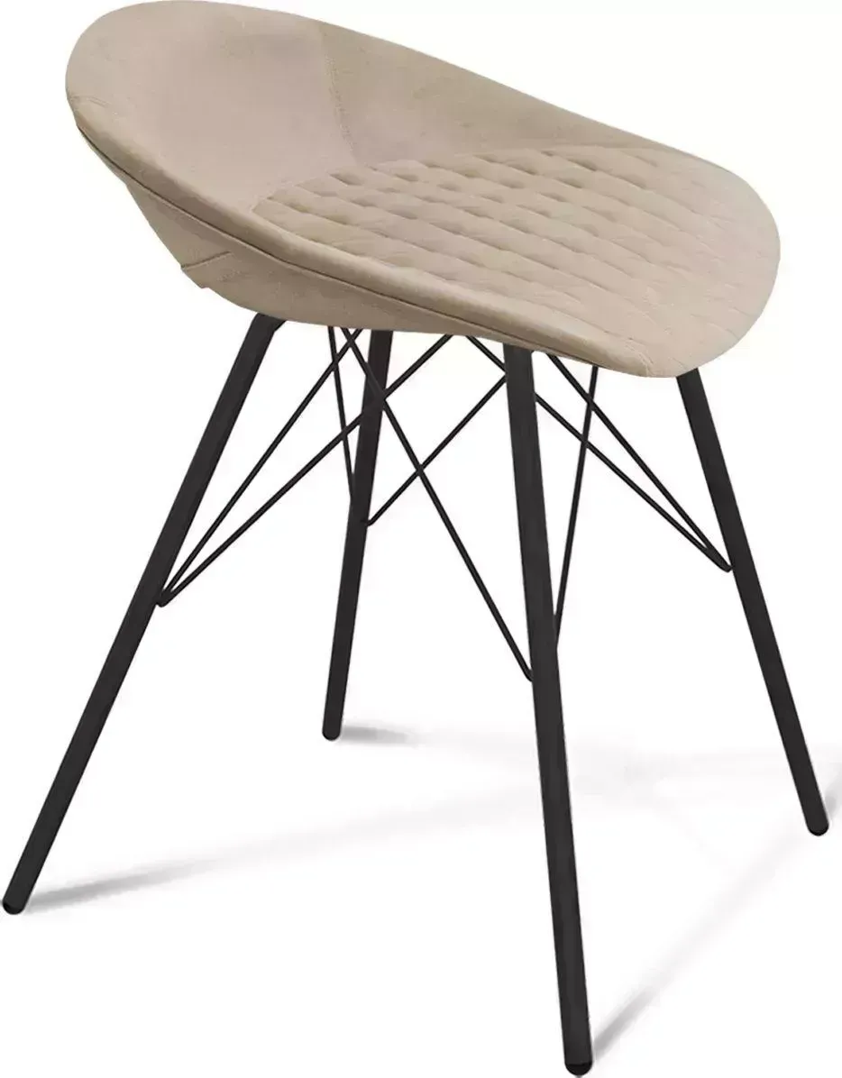 Стул SHEFFILTON SHT-ST19-SF2/S37 ванильный крем/черный муар микровелюр/металл 209797 Cтул