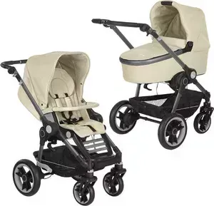 Коляска 2 в 1 Teutonia 2 в 1 BeYou (Теутония БиЮ) V4 Elite Graphite (WHL3) 6050 Seashell бежевый эко-кожа