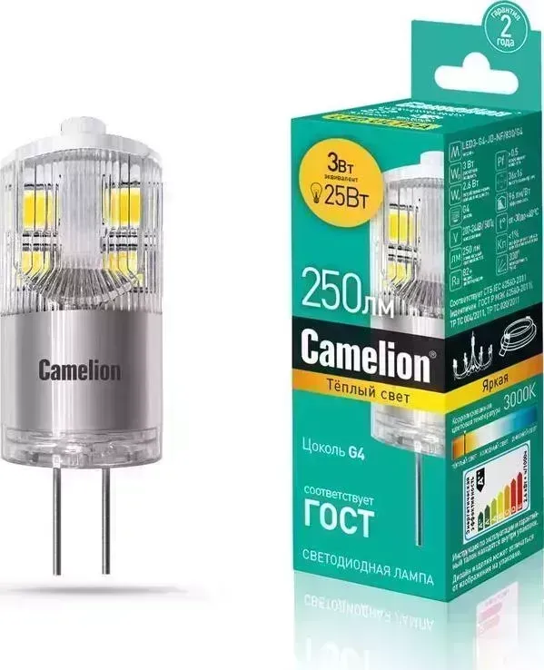 Лампа CAMELION (13862) LED3-G4-JD-NF/830/G4