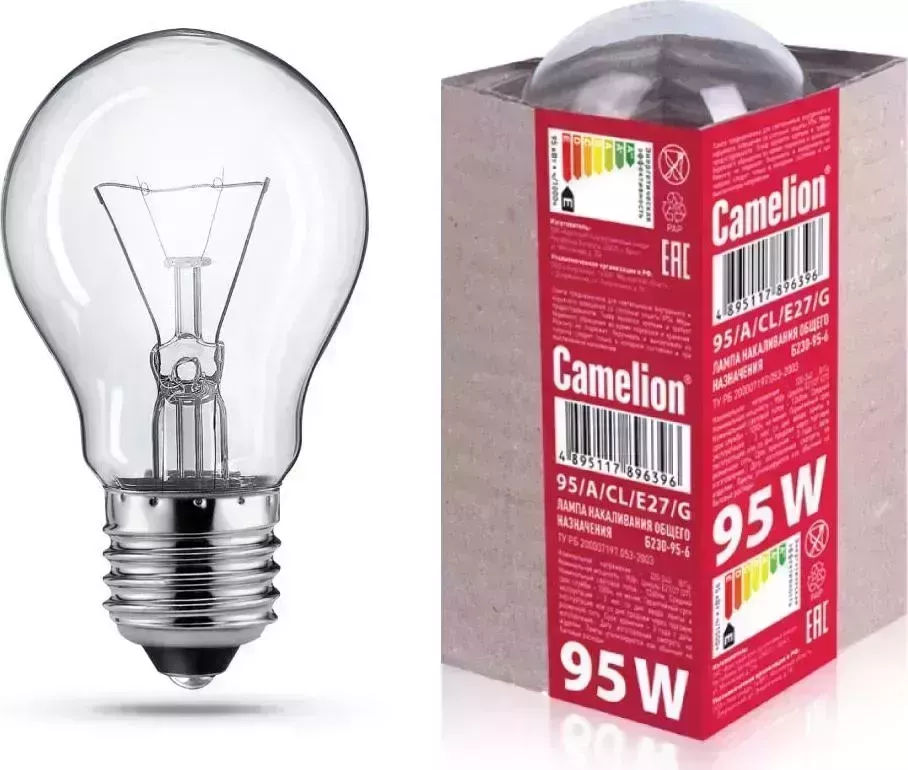Лампа CAMELION (15043) 95/A/CL/E27/G