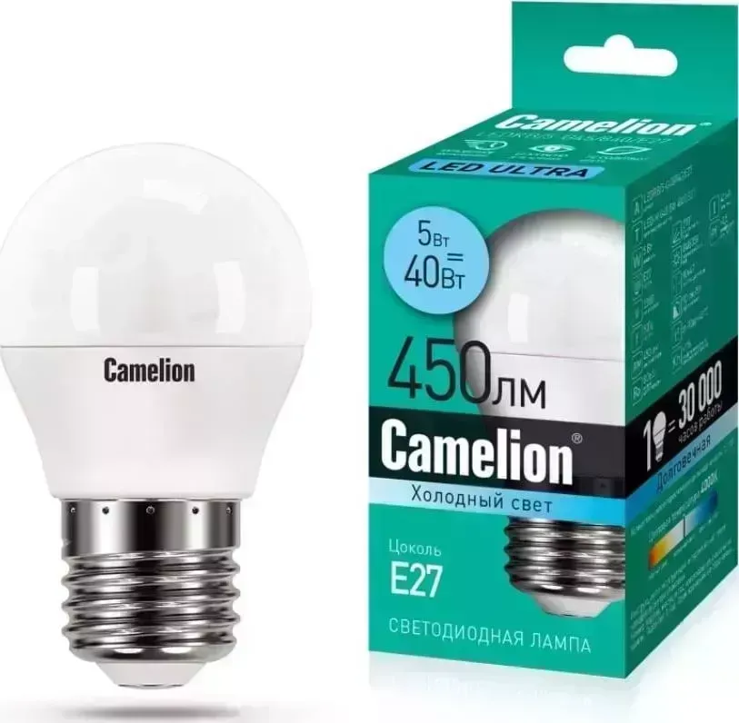 Лампа CAMELION (15060) LEDRB/5-G45/840/E27