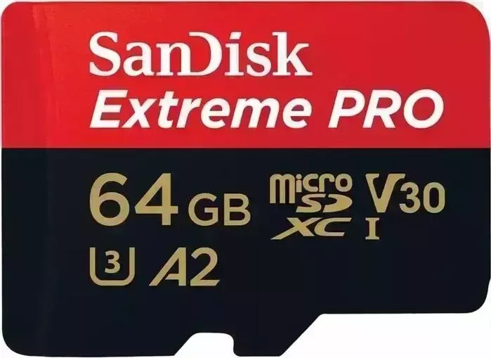 Карта памяти Sandisk Extreme Pro microSD UHS I Card 64GB for 4K Video on Smartphones, Action Cams Drones 200MB/s Read, 90MB/s Write I 4K on &