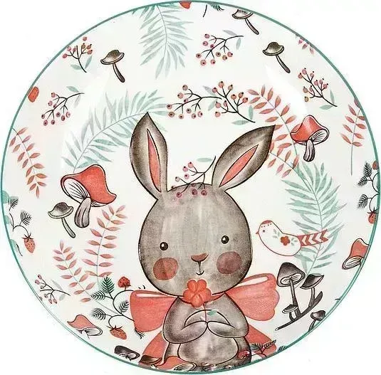 Тарелка NOUVELLE HOME "Kawaii Forest. Rabbit" d=21см. v=700мл. (min 8) (без индивидуальной упаковки) 9902962