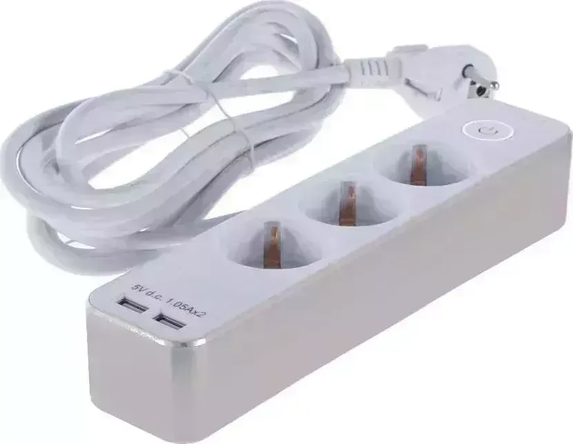 Удлинитель DUWI 32066 1 Supraguard 3гн. 3м. 2xUSB белый/золото с заземлением 1