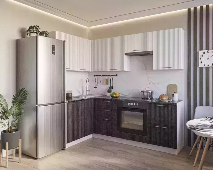 Кухонный гарнитур Mebel Ars Солара акация белая, бетон темный Кухня