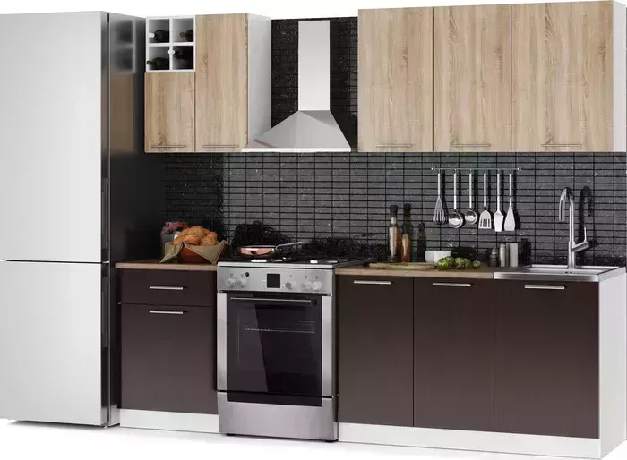 Кухонный гарнитур Mebel Ars Глория 1,9 м (венге цаво/дуб сонома) Кухня м