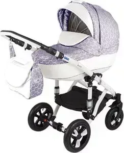 Коляска 2 в 1 BEBE-MOBILE 2 в 1 Toscana Eko белый сиреневый в принт (KBMTES50-0217775S)