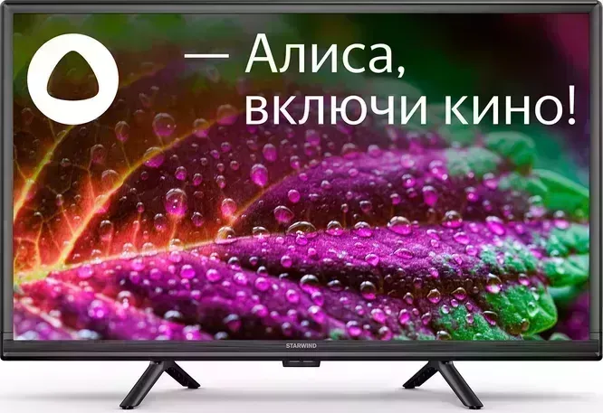 Телевизор StarWind SW-LED24SG304 Яндекс.ТВ Slim Design черный HD 60Hz DVB-T DVB-T2 DVB-C DVB-S DVB-S2 USB WiFi SmartTV