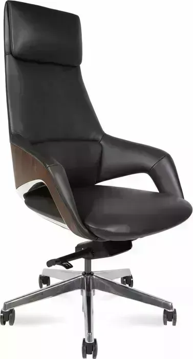 Кресло офисное НОРДEN Шопен FK 0005-A black leather черная кожа / алюминий крестовина