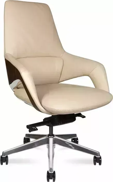 Кресло офисное НОРДEN Шопен LB FK 0005-B beige leather бежевая кожа / алюминий крестовина LB FK /
