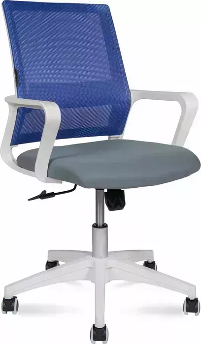 Кресло офисное НОРДEN Бит LB 815BW-AF01-T58 белый пластик / синяя сетка / темно серая ткань