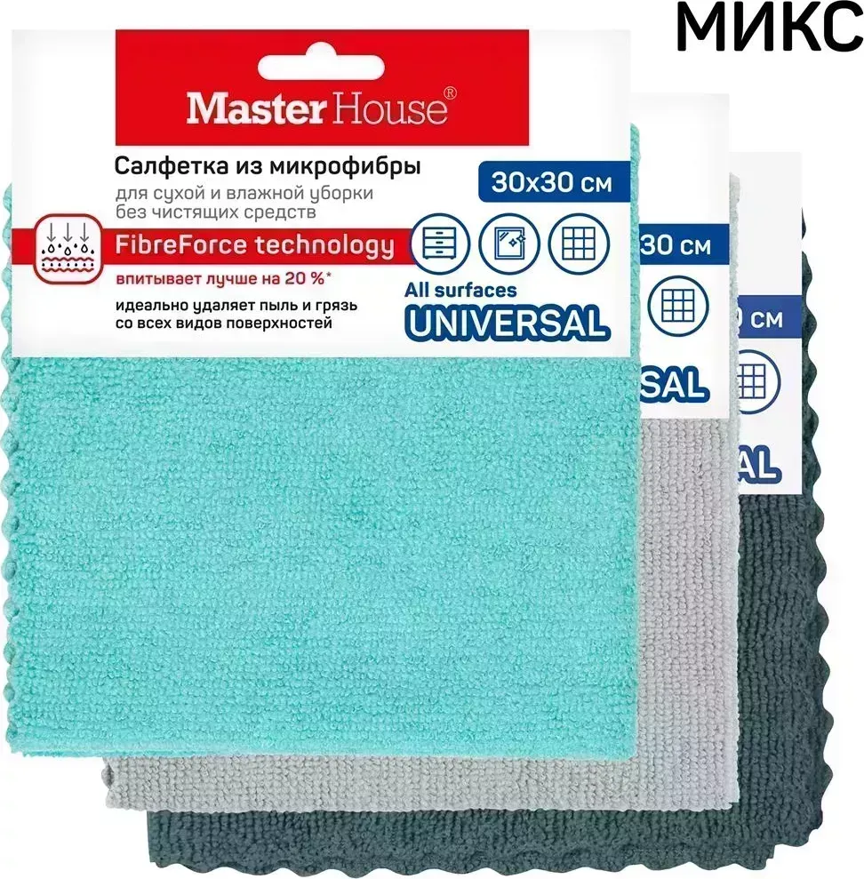 Салфетка MASTER HOUSE Шведская марка из микрофибры 30х30см 60492