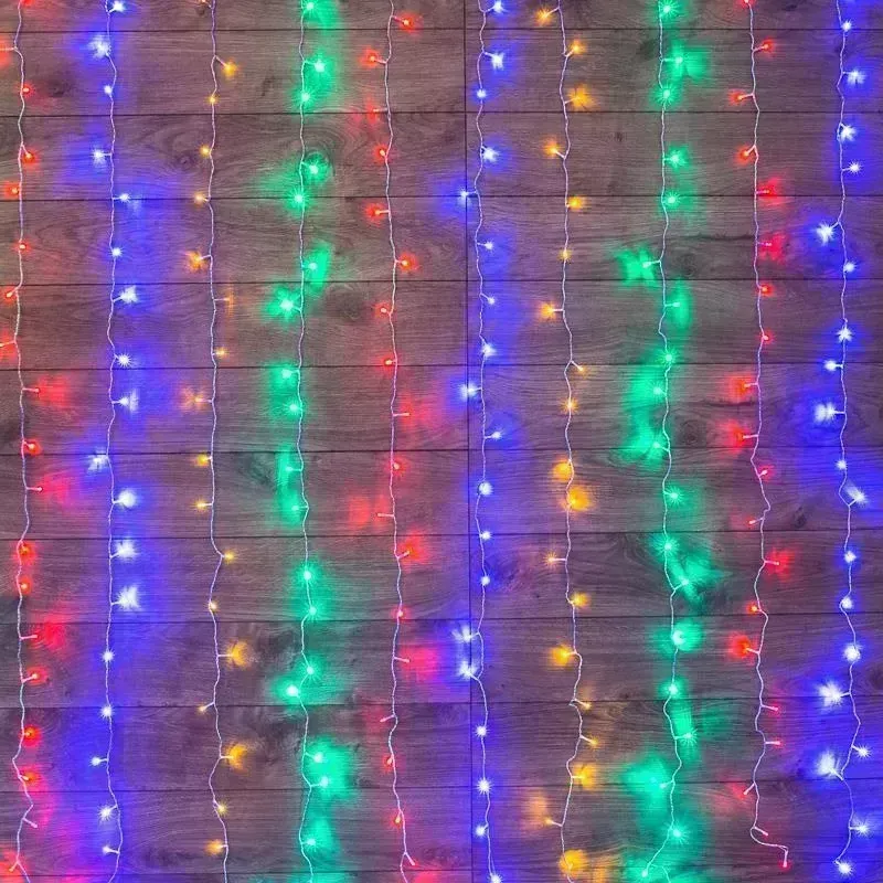 Гирлянда NEON-NIGHT ГИРЛЯНДА ДОЖДЬ 2*3 М, С ДИН ПР-Й ПРОВОД, 230 В, МУЛЬТИ " ДОЖДЬ" С