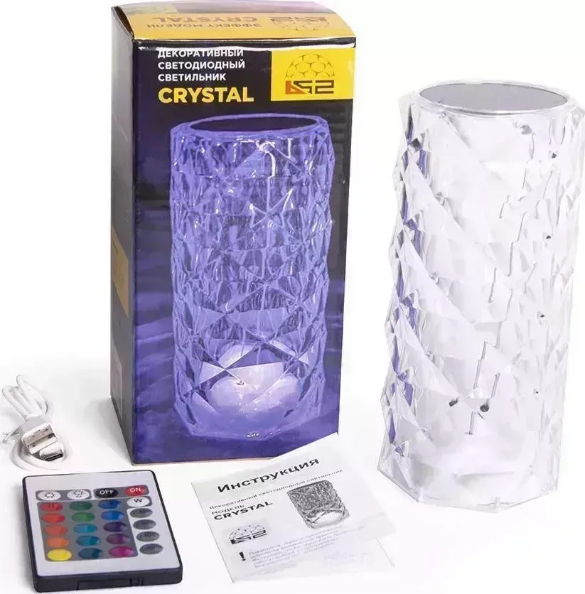 Гирлянда B52 CRYSTAL,декор.настол.лампа,16цв.свеч,ПДУ,сенсор,70*70*155мм,5/220В "CRYSTAL",декор.настол.лампа,16цв.свеч,ПДУ,сенсор,70*70*155мм,5/220В
