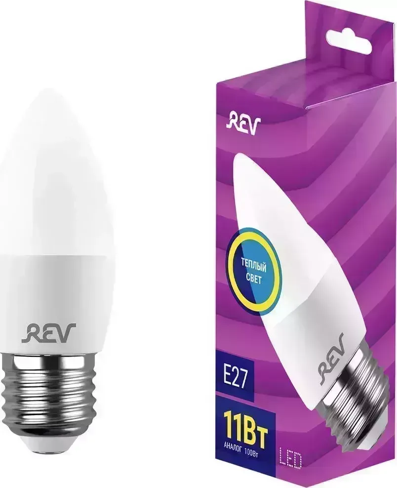 Лампа светодиодная REV 32524 6 C37 11Вт E27 2700K