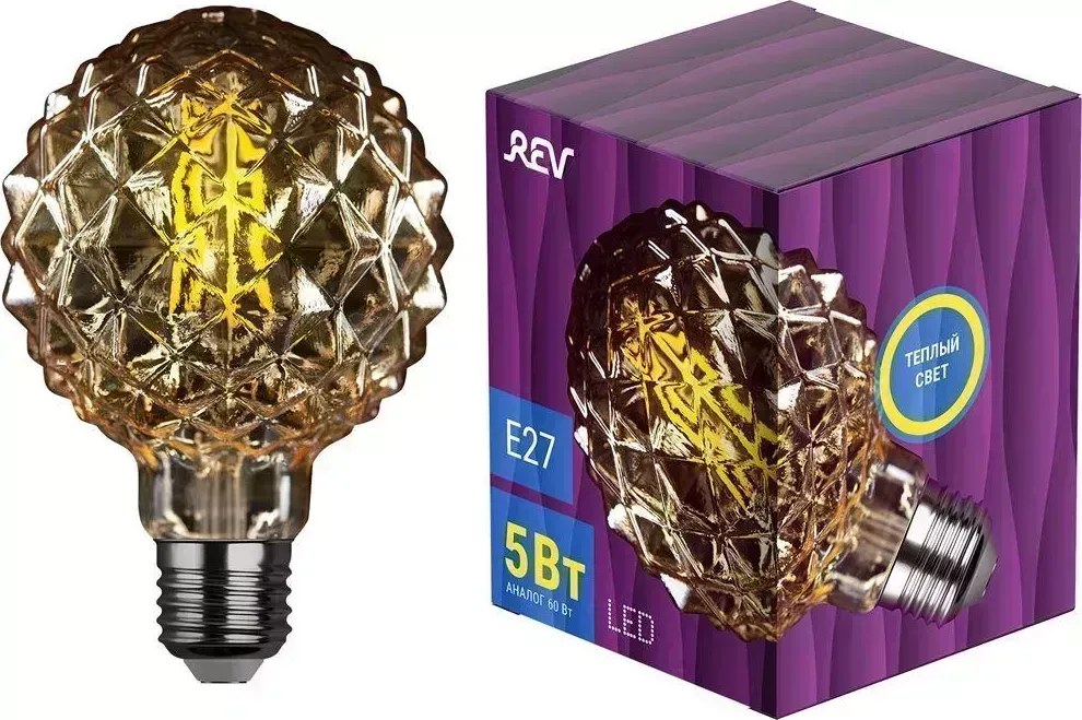Лампа светодиодная REV 32448 5 G95 5Вт E27 2200K