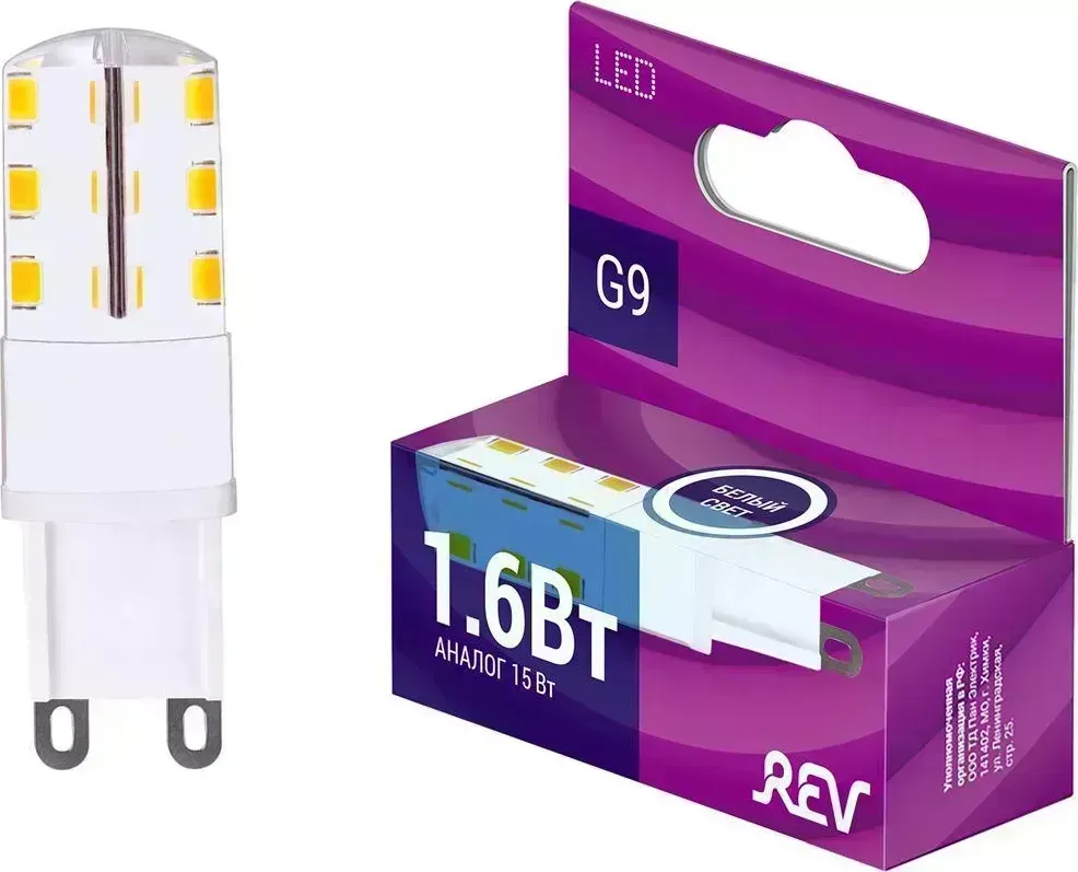 Лампа светодиодная REV 32440 9 JCD6Вт G9 4000K