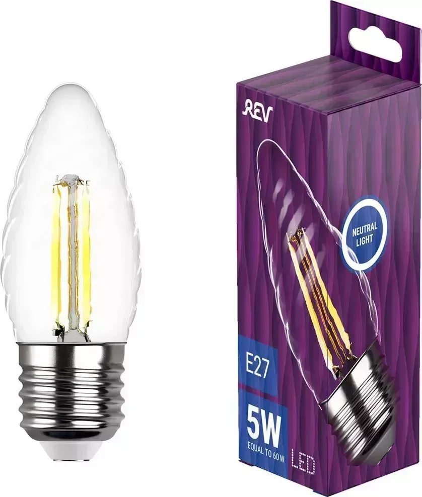 Лампа REV 32490 4 TC37 5Вт E27 4000K filament 4