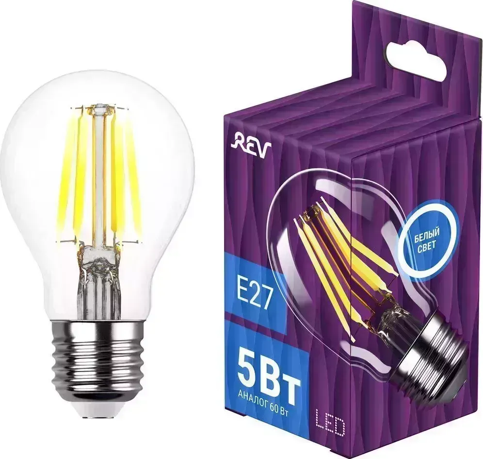 Лампа REV 32481 2 А60 5Вт E27 4000K filament 2